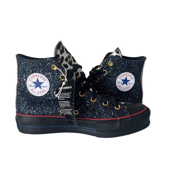 Converse Shoes - Converse platform glitter high top custom sneakers NWT 9